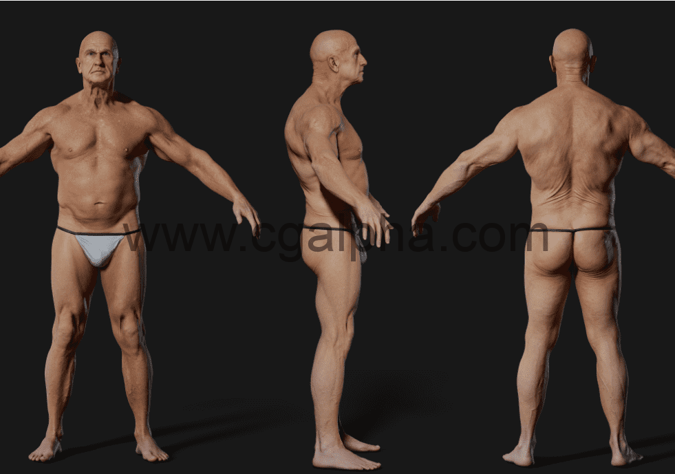 3DScan Store – 写实中年男性扫描身体3D模型