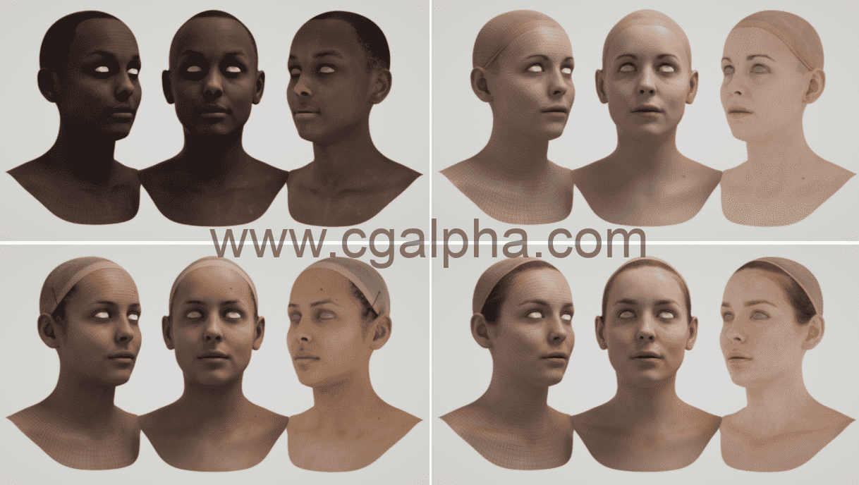 3DScan Store – 10种女性多纹理基础模型 FEMALE MULTI TEXTURE BASE MESH