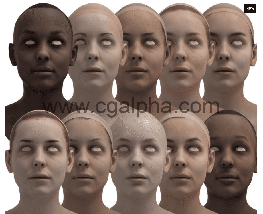 3DScan Store – 10种女性多纹理基础模型 FEMALE MULTI TEXTURE BASE MESH