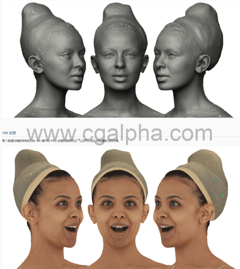 3DScan Store – 30种女性表情扫描模型 Expression Bundle3D模型 -29