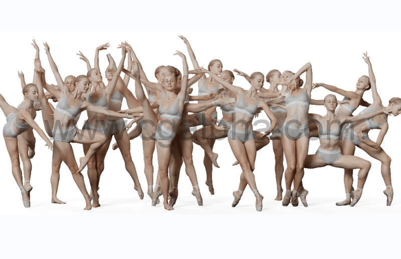 3DScan Store – 女芭蕾舞者参考姿势超级包 female ballet dancer reference pose mega pack