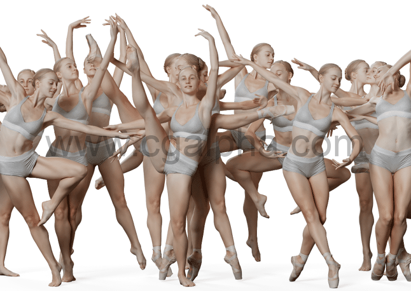 3DScan Store – 女芭蕾舞者参考姿势超级包 female ballet dancer reference pose mega pack