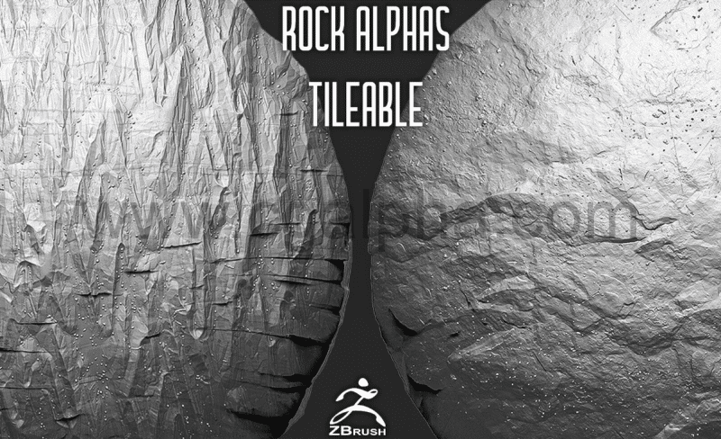 20 组无缝贴图岩石笔刷素材 20 Rock Tileable Alphas (ZBrush, Substance)